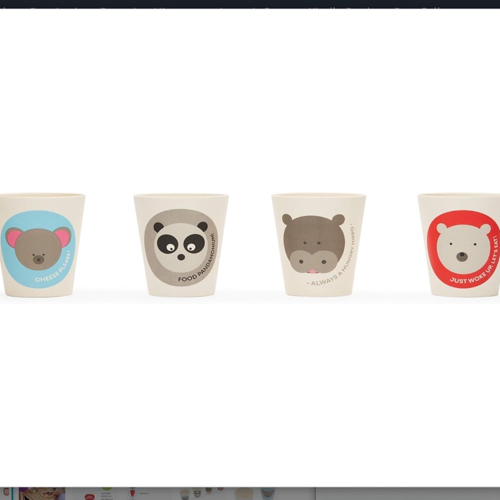 Red Rover Bamboo Animal Kids Drinking Cups, Set of 4
